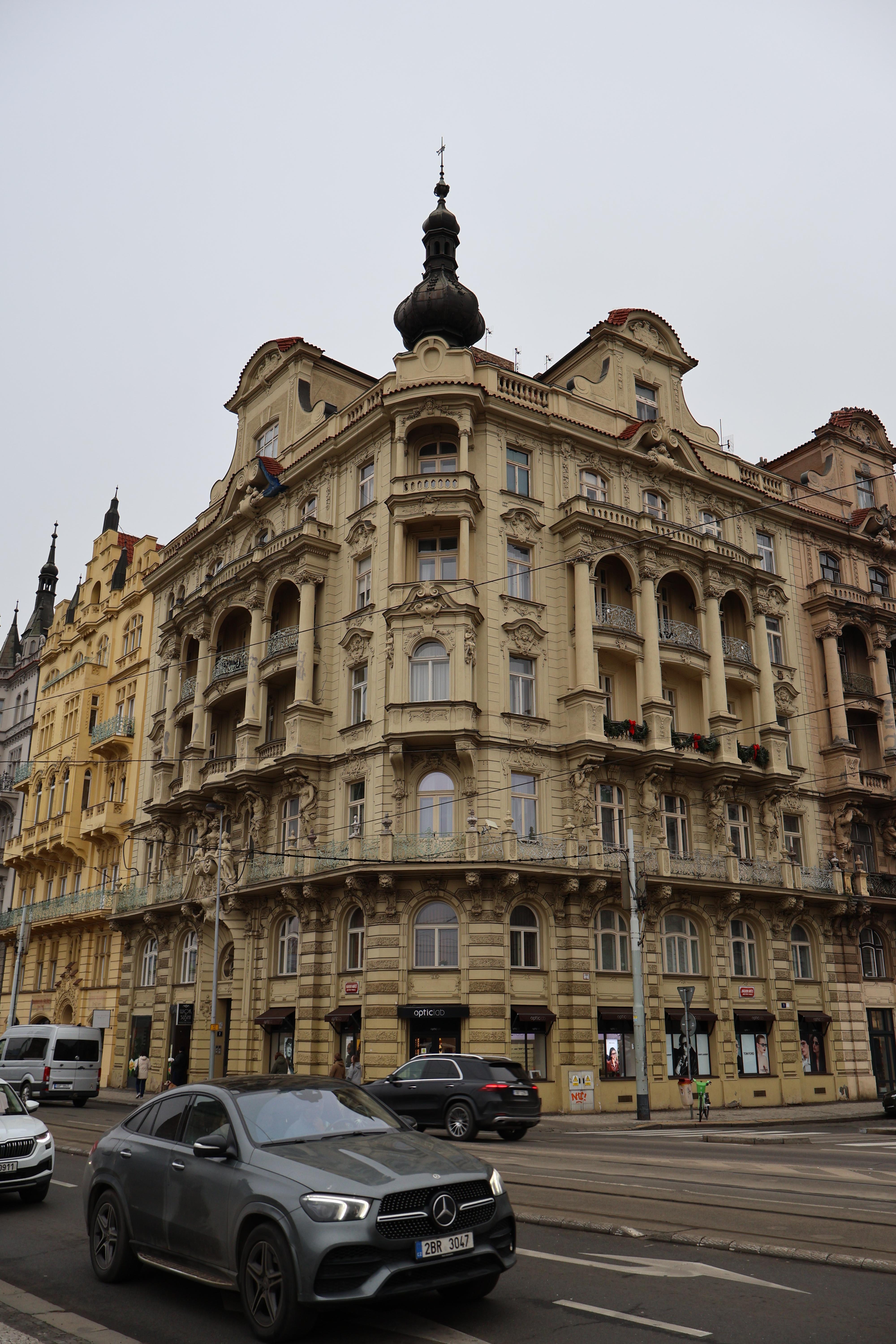 A building with interesting architectural details.